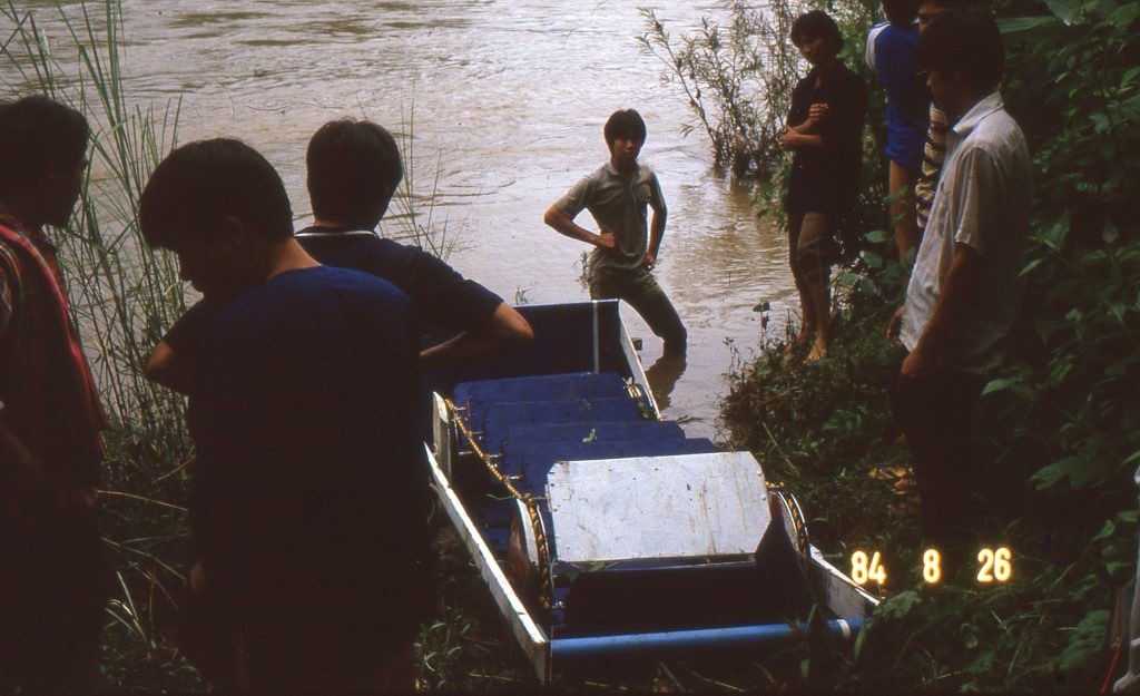 Launching the linear turbine into the river